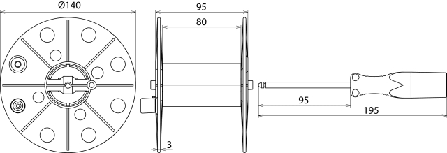 DEHN ITALIA SPA - DEH585200 Bobina in plastica grigia, larghezza 80 mm con spinotto, senza cavo