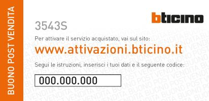 BTICINO - BTI3543S SERVIZI POST VENDITA TERZIARIO SMALL