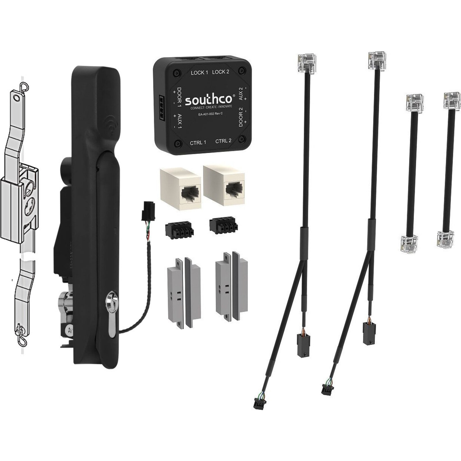 EXCEL - EXL546-SCO-KT1 DC Rack Southco Lock Kit, 1 Handle & Int