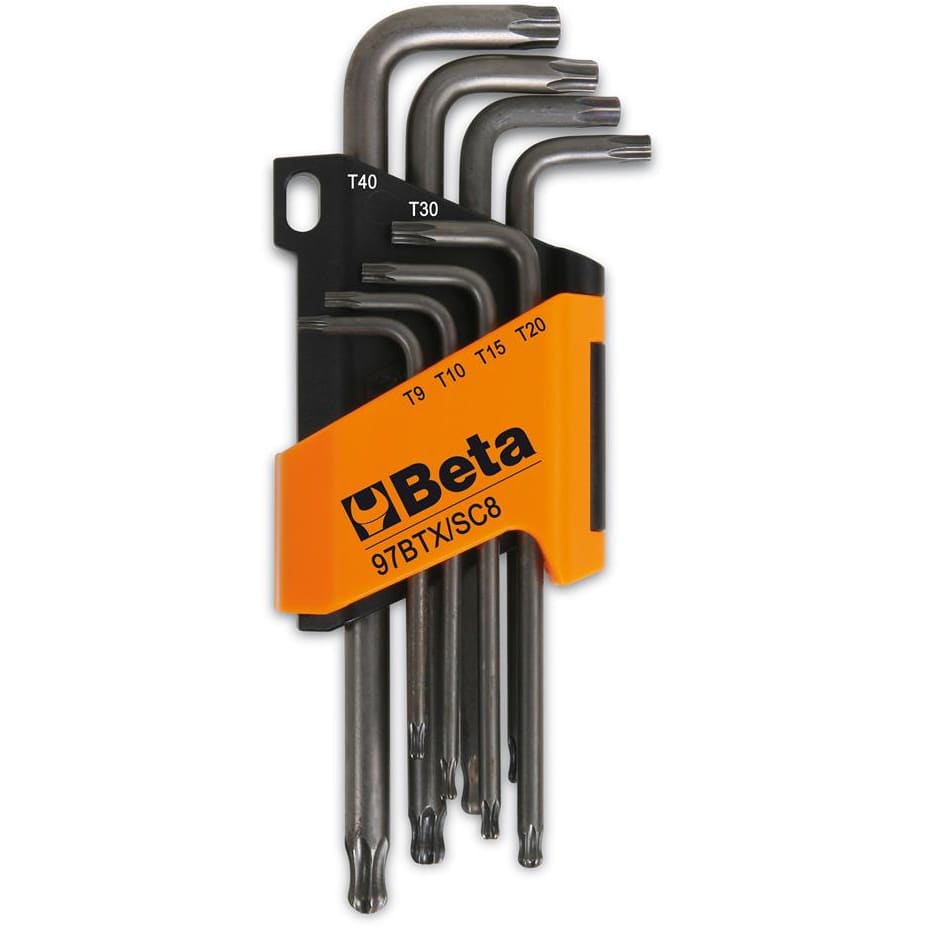 BM SPA - BMM000970164 Serie di 8 chiavi maschio piegate con un\'estremità sferica per viti con impronta Torx®