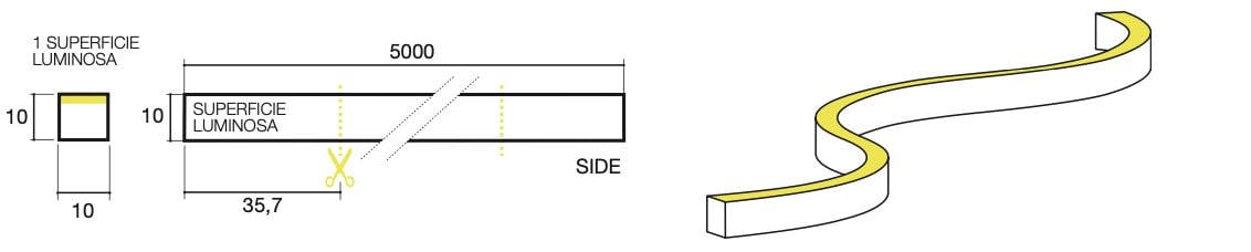 SICOM - SOL561010SIDE2767 SICOMTAPE NEON 10X10 SIDE 10W 2700K IP67