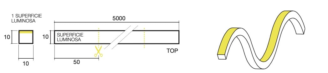 SICOM - SOL561010TOP3067 SICOMTAPE NEON 10X10 TOP 10W 3000K IP67