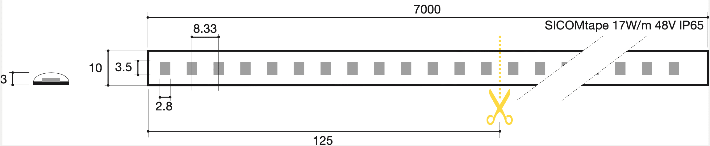 SICOM - SOL561481792765 SICOMTAPE 17W/M 927 48V ULTRALONG 7M IP6