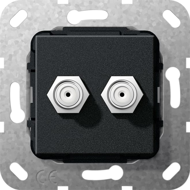 GIRA - GIR565110 SAT-F-Buchse 2f Kpl. Einsatz Schwarz m