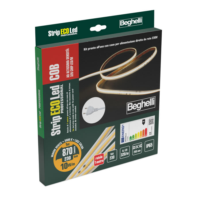 BEGHELLI - BEG57685 STRIPCOB AC230 10W IP65 3K 1M