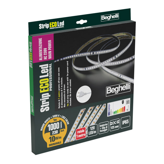 BEGHELLI - BEG57690 STRIPLED AC230V 10W IP65 3K 1M