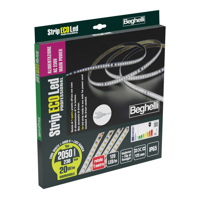 BEGHELLI - BEG57695 STRIPLED AC230V 20W IP65 4K 1M