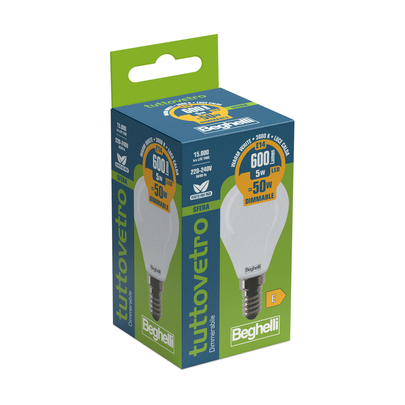 BEGHELLI - BEG58105 TVETRO LED OP SFE DIM 5WE14 3K