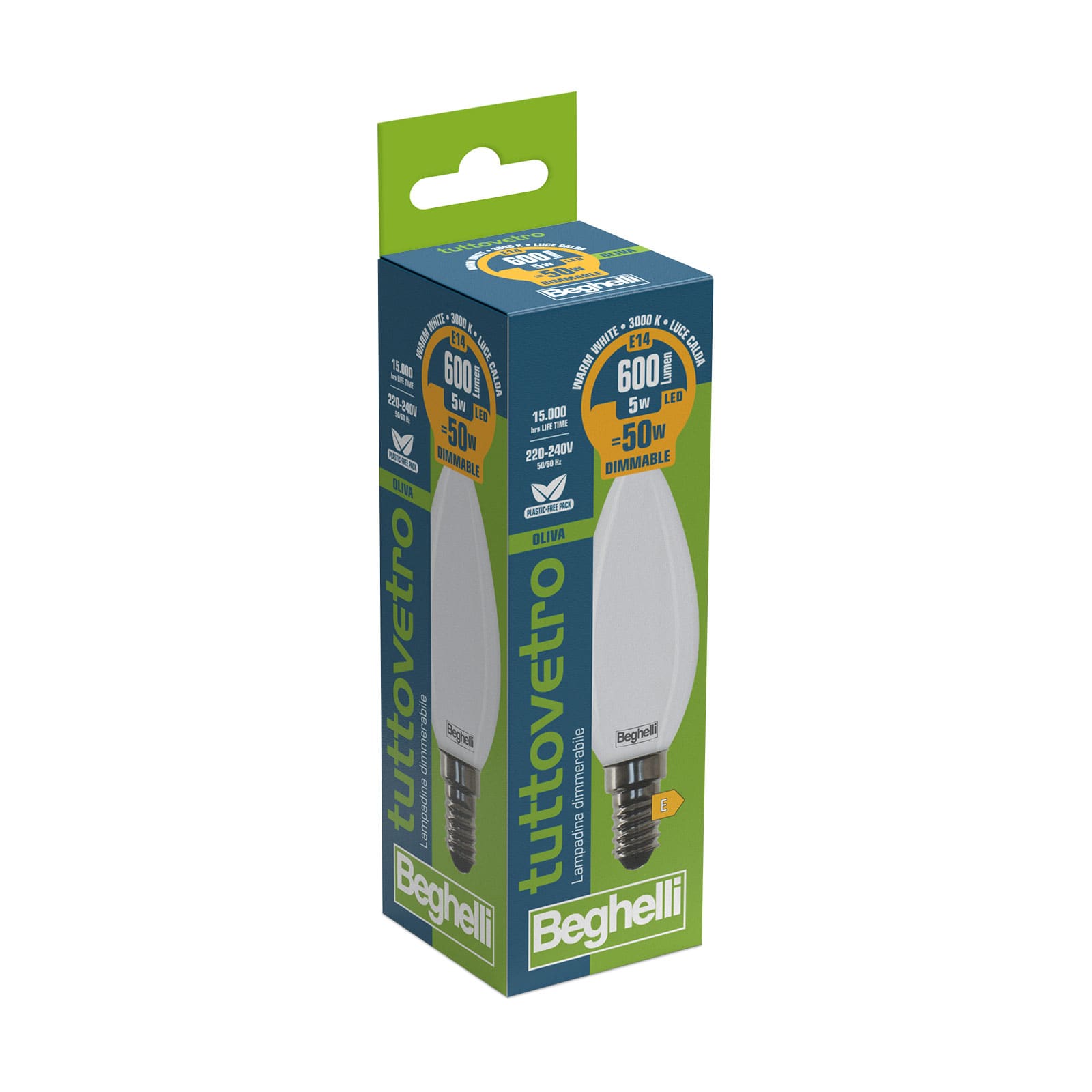 BEGHELLI - BEG58108 TVETRO LED OP OL DIM 5W E14 3K