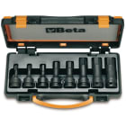 BM SPA - BMM007200525 Serie di chiavi a bussola maschio esagonale con quadro femmina 1/2" fosfatate, in cassetta di lamiera