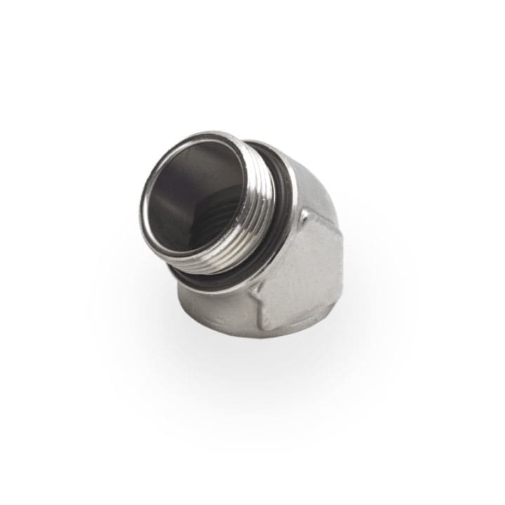 COSMEC - CSM6028-20 Raccordo metallico stampato curvo a 45° per tubo flessibile, filetto M 20x1,5