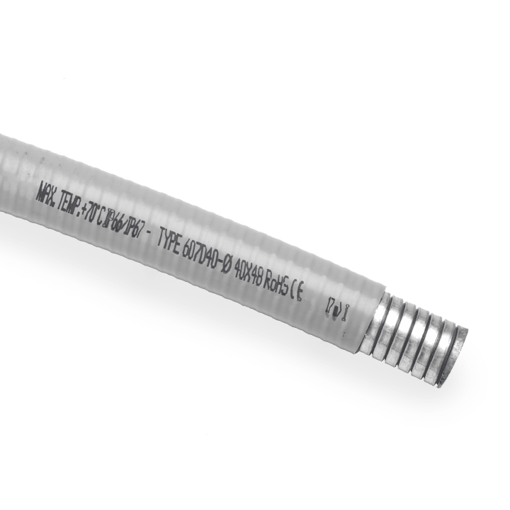 COSMEC - CSM607D-12N Tubo flessibile metallico, doppia aggraffatura ricop. in PVC, diametro 12x18 mm, nero, AD12