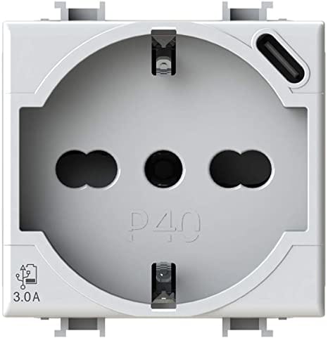 4 BOX SRL - 4BX4B.AM.P40.USB P40 USB 3.0 BTICINO MATIX BIANCA