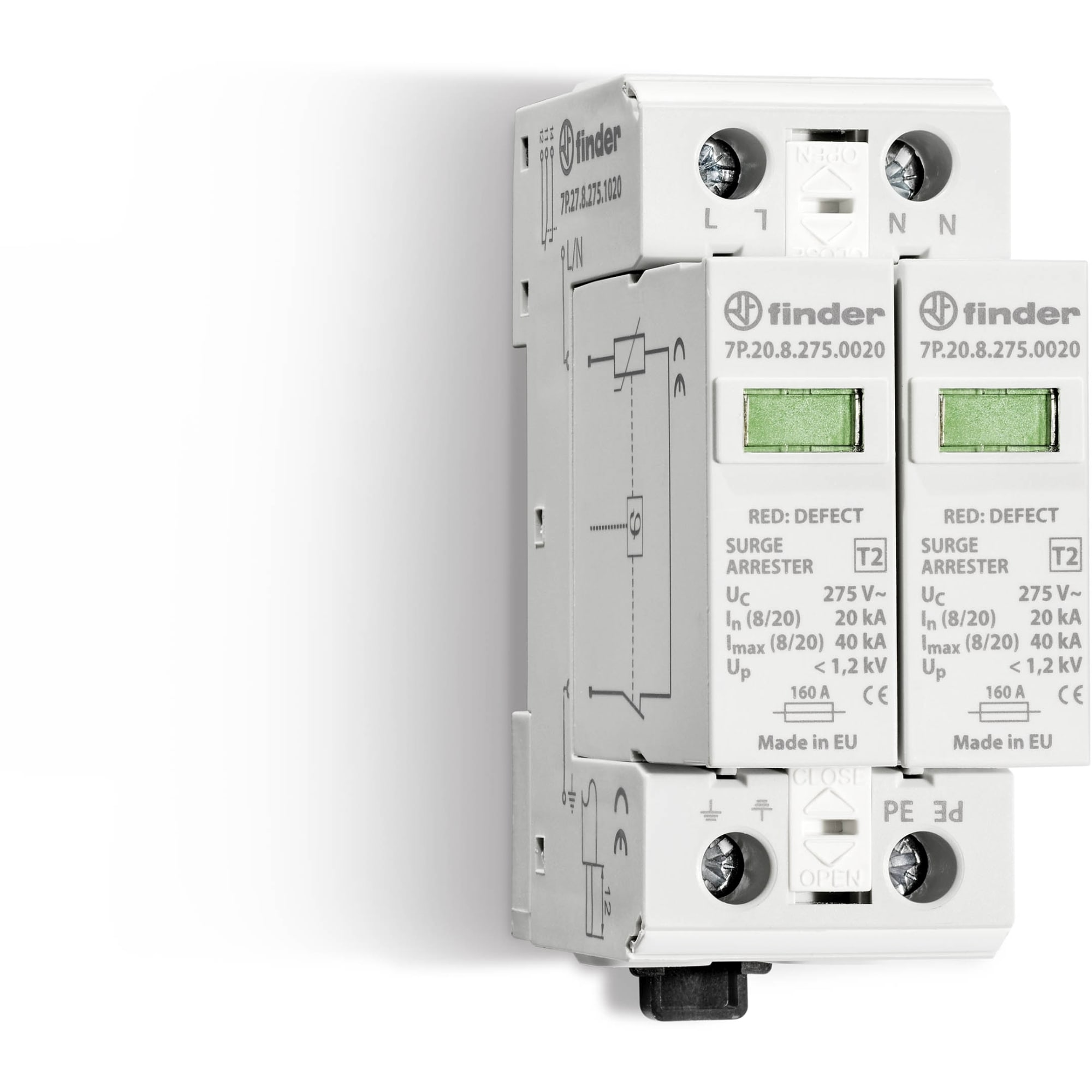 FINDER SPA - FIN7P2782750020 SPD CLASSE2 MONOF 2P 275VAC 2+0 20KA NOR