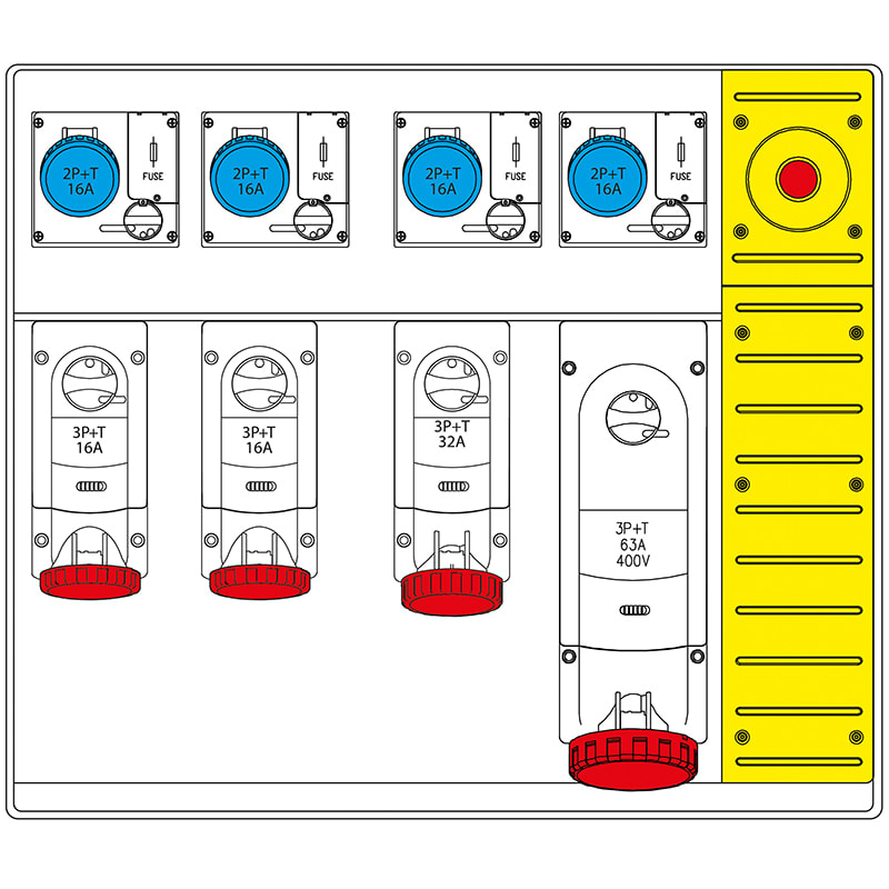 SCAME PARRE SPA - SCA658.6958-034 MBOX5 MORSETTIERA+EMERGENZA PRESE C/FUS.