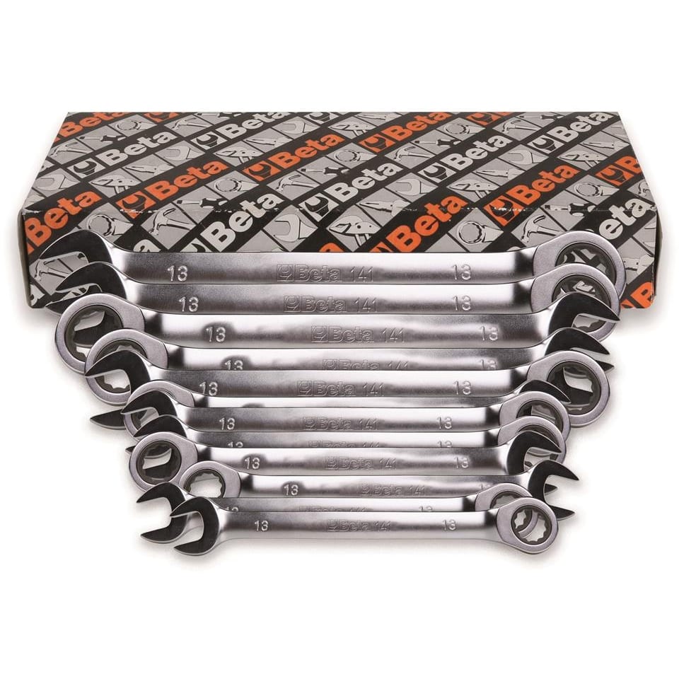 BM SPA - BMM001410072 Serie di 12 chiavi combinate a cricchetto diritte (art. 141)