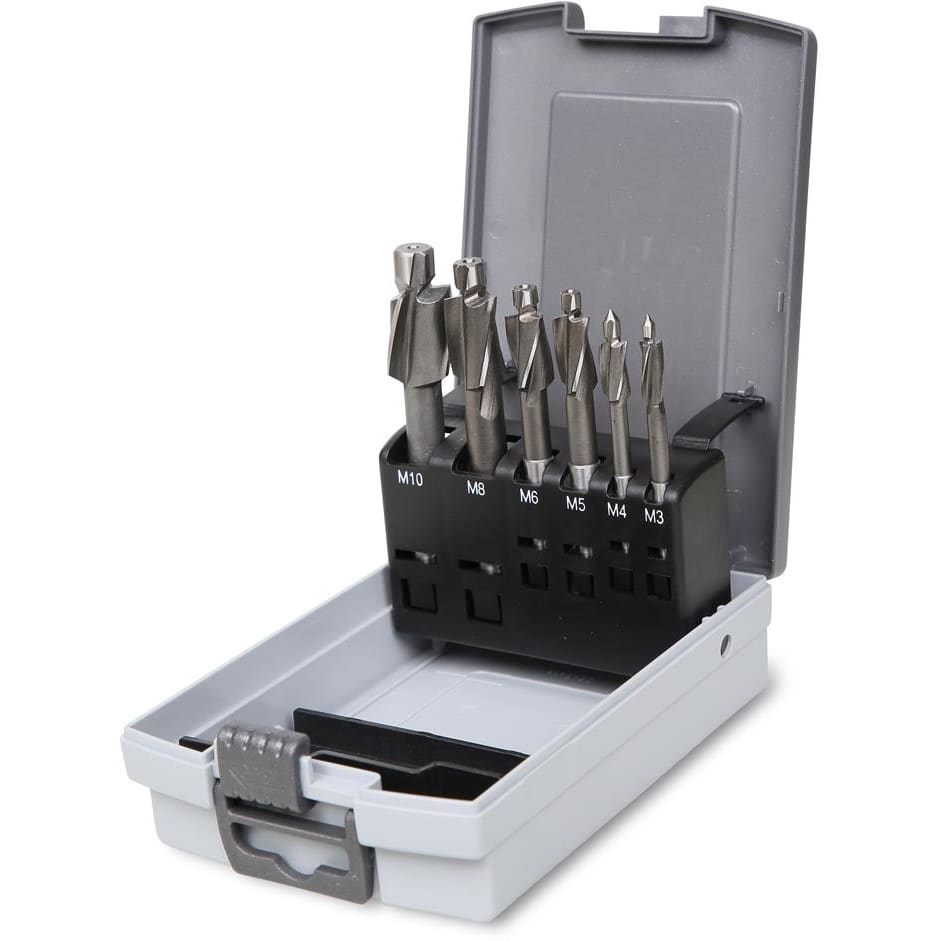 BM SPA - BMM004210019 Serie di 6 svasatori con perno guida grado fine in acciaio HSS