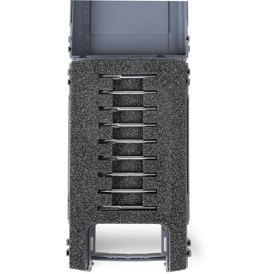 BM SPA - BMM004260349 Serie di 9 mini frese rotative in metallo duro in cassetta di plastica