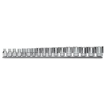BM SPA - BMM009100030 Serie di chiavi a bussola con attacco quadro femmina 3/8" bocca esagonale, cromate