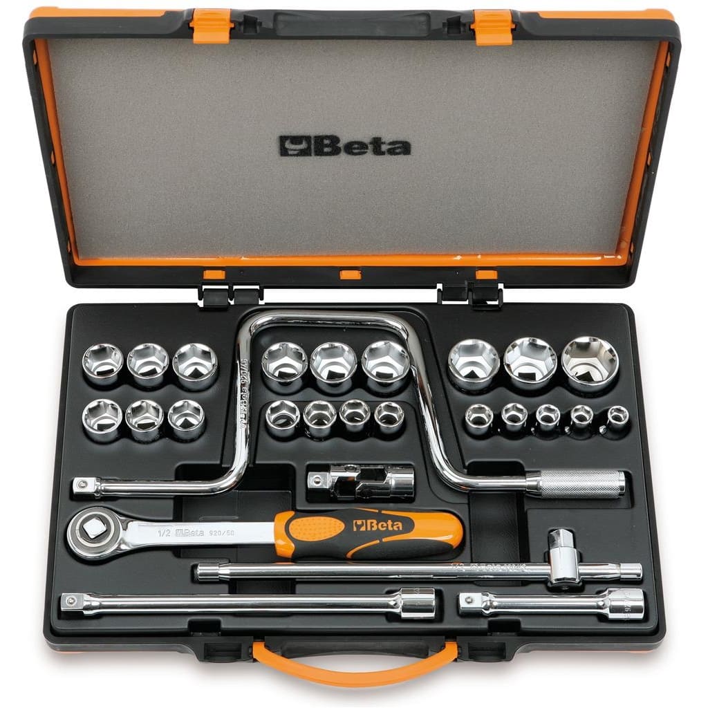 BM SPA - BMM009200952 Assortimento di 21 chiavi a bussola esagonali e 6 accessori in cassetta di lamiera