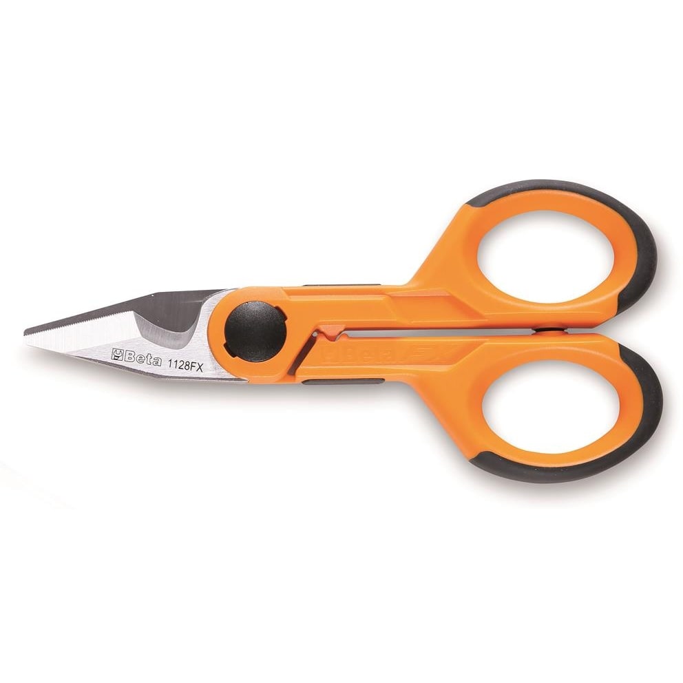 BM SPA - BMM011280090 Forbici per elettricisti lame dritte in acciaio inossidabile con microdentatura, gola tranciacavo e crimpatore per terminali a tubetto.