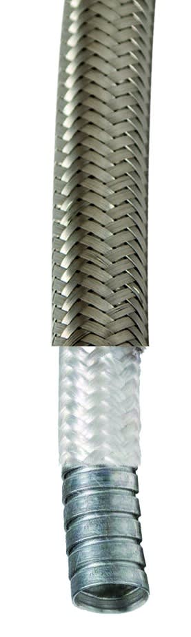COSMEC - CSM667DXFTX22 Tubo flessibile INOX AISI 304, rivest. fibra di vetro + treccia INOX, diametro 20,5x26,5 mm, AD21