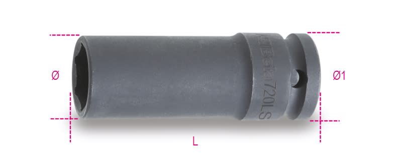 BM SPA - BMM007200386 Chiavi a bussola con attacco quadro femmina 1/2" bocca esagonale serie lunga sottile fosfatate