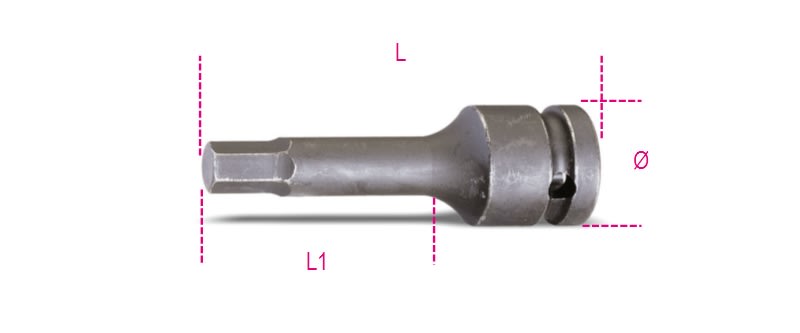 BM SPA - BMM007200517 Chiavi a bussola maschio esagonale con quadro femmina 1/2" fosfatate