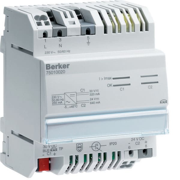 BERKER - BRK75010020 ALIMENT. BUS KNX 320MA + AUX 24V DC 4M