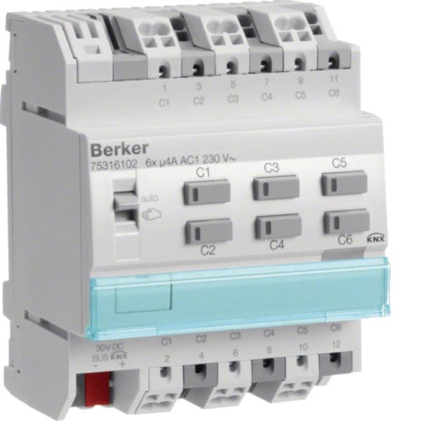 BERKER - BRK75316102 MOD.KNX+ TP 6 OUT 4A AC1 230V - 4M