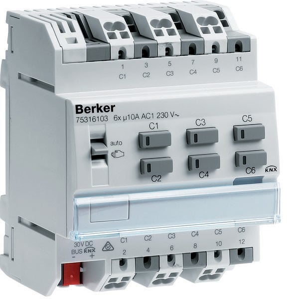 BERKER - BRK75316103 MOD.KNX+ TP 6 OUT 10A - AC1 230V - 4M