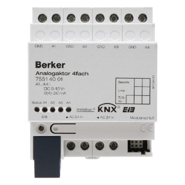 BERKER - BRK75514001 MOD.KNX TP 4 OUT ANALOGICHE 4M - 24VAC