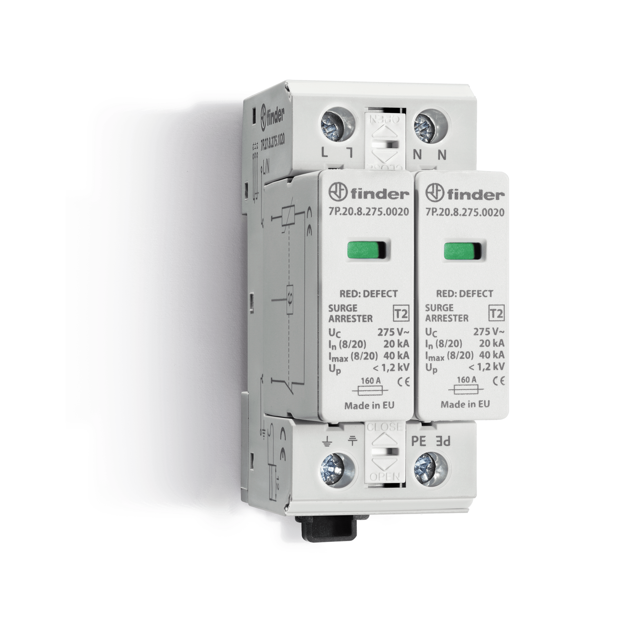 FINDER SPA - FIN7P2781500015 SPD CLASSE2 MONOF 2P 150VAC 2+0 15KA NOR