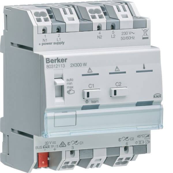 BERKER - BRK80312113 MOD.KNX TP DIMMER RLC 2 OUT 600W 230V 4M