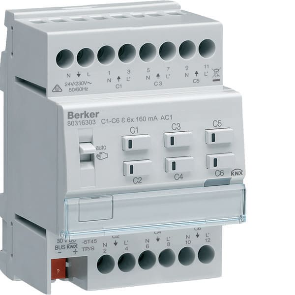 BERKER - BRK80316303 MOD.KNX EASY 6 OUT 24/230V TRIAC 4M