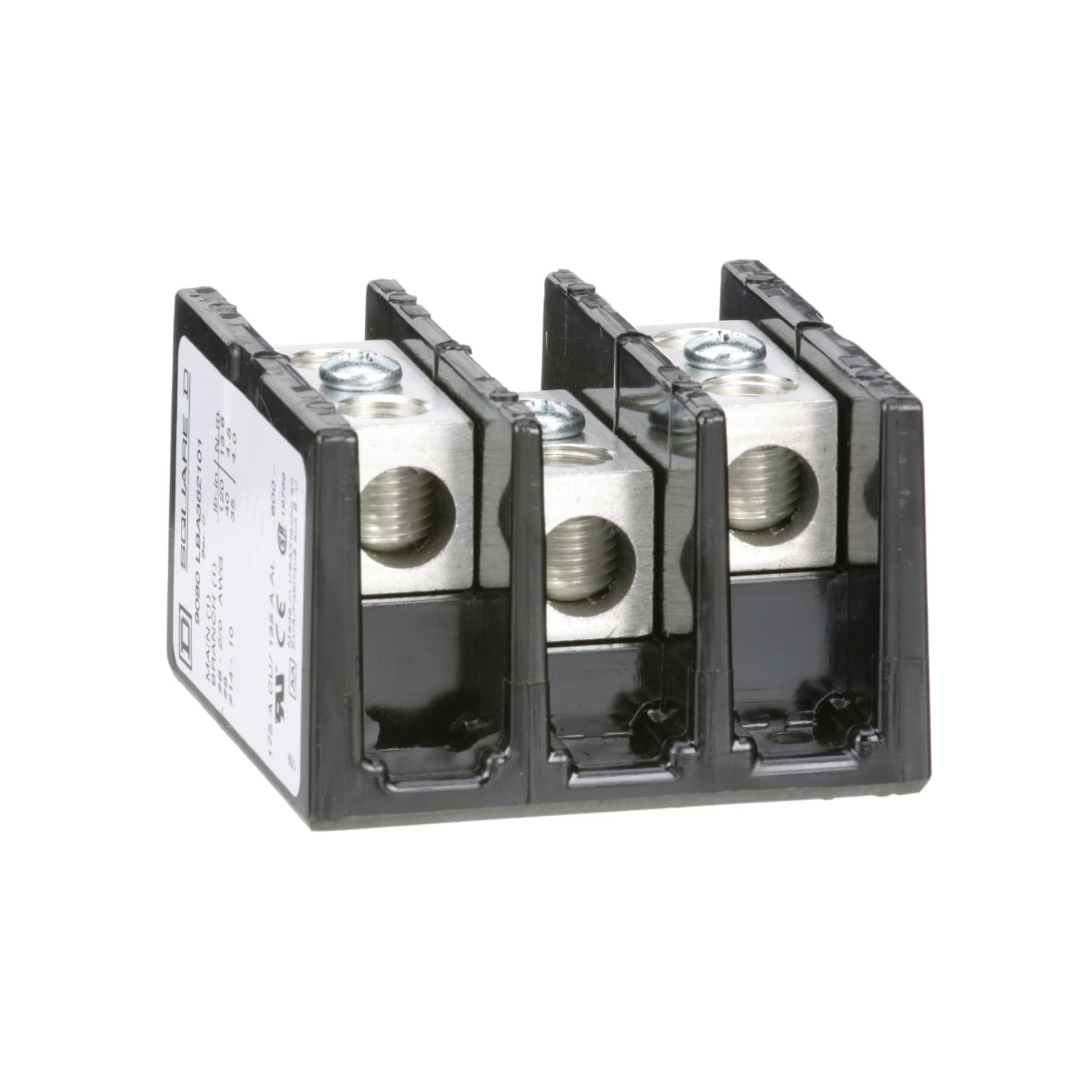SCHNEIDER ELECTRIC - SNR9080LBA362101 Power Distribution Block 3 Pole 1 Line 1 Load 600V 175A CU / 600V 135A AL