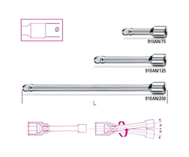 BM SPA - BMM009100829 PROLUNGHE ANGOLARI 250MM 3/8 AN/250