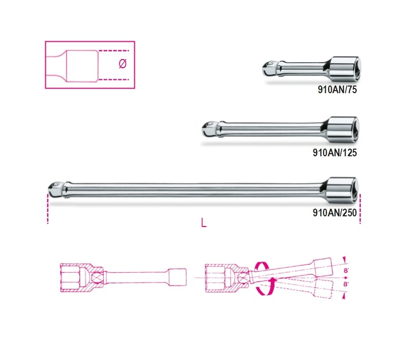 BM SPA - BMM009100829 PROLUNGHE ANGOLARI 250MM 3/8 AN/250