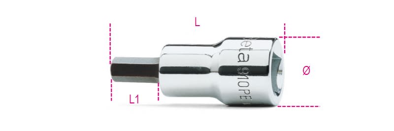 BM SPA - BMM009100496 Chiavi a bussola maschio esagonale con attacco quadro femmina 3/8" cromate - inserti bruniti