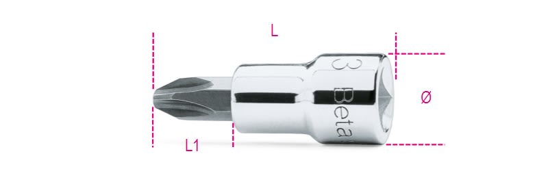 BM SPA - BMM009100473 Chiavi a bussola a giravite per viti con impronta a croce Philips® con attacco quadro 3/8" cromate - inserti bruniti