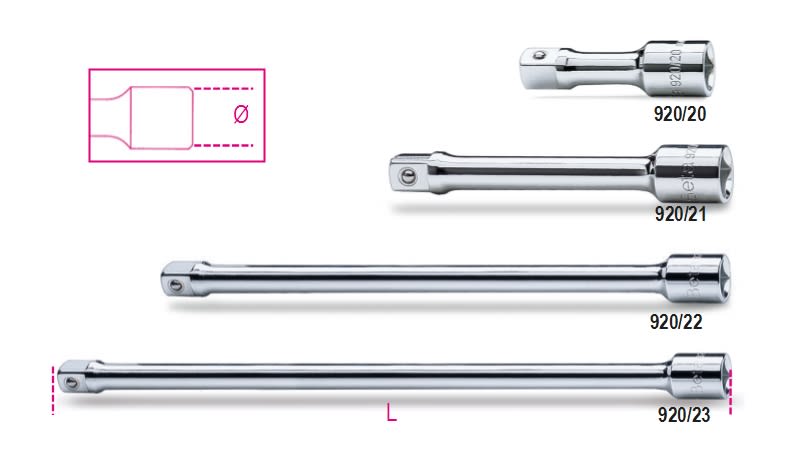 BM SPA - BMM009200826 Prolunghe con attacchi quadri maschio e femmina 1/2" cromate