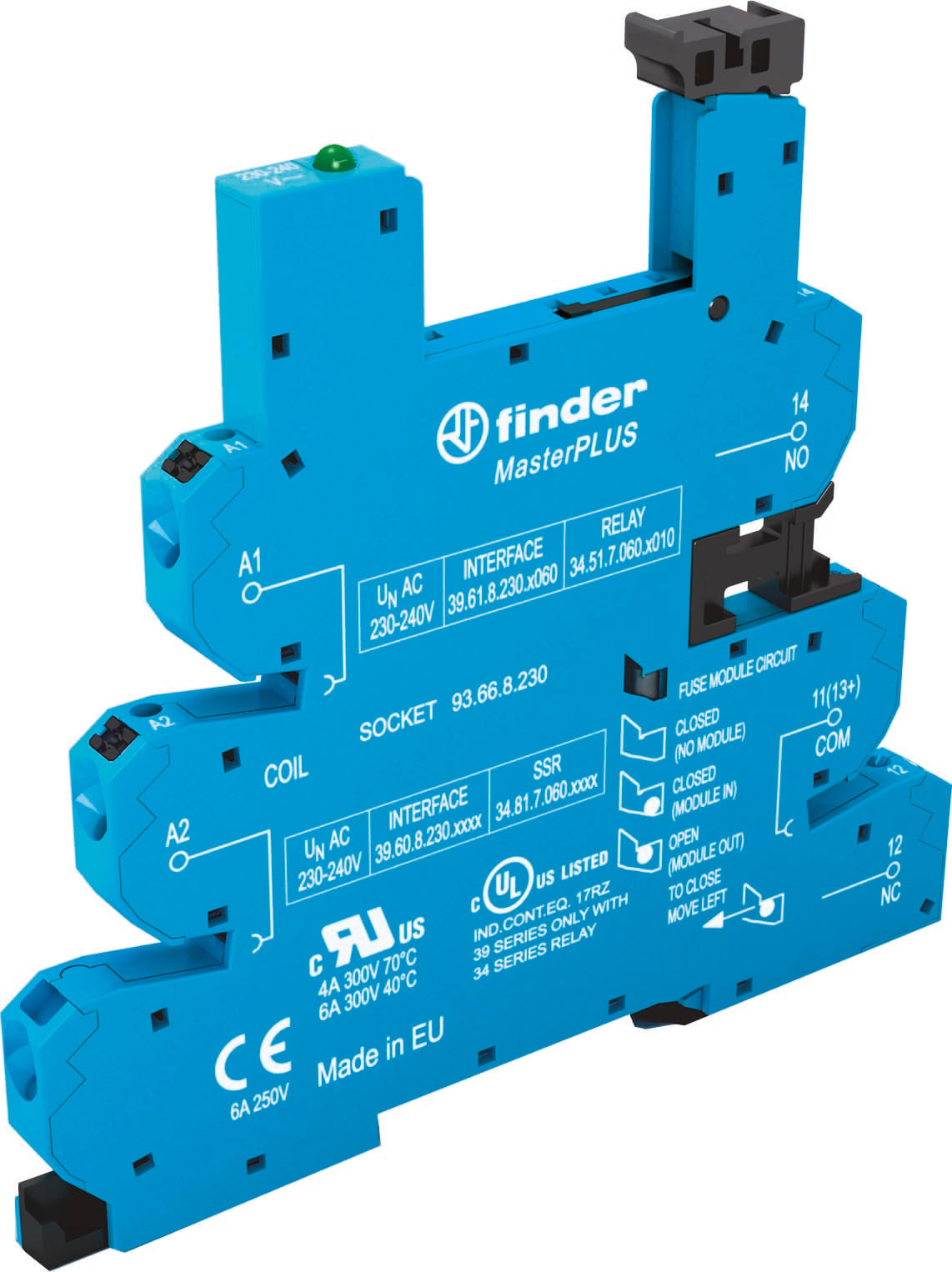 FINDER SPA - FIN93668230 ZOCCOLO CON MORSETTI PUSH-IN 1P S.34