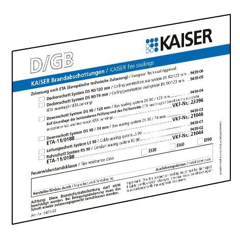 KAISER GMBH & CO. KG - KAI9473-91 Targa di contrassegno per partizione