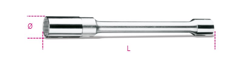 BM SPA - BMM009560216 Chiavi a bussola poligonale con attacco quadro femmina 1/2" tipo lungo, per candele d\'accensione