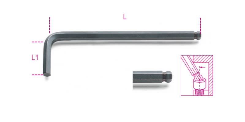 BM SPA - BMM000960968 Chiavi maschio esagonale piegate con estremità sferica, brunite