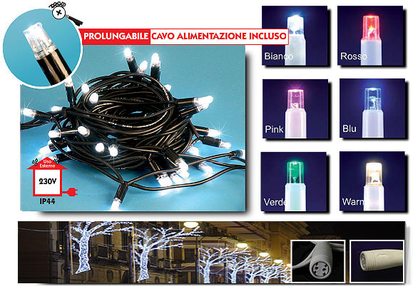 WIMEX - WIM4501223 STRINGA NERA 60LED WARM