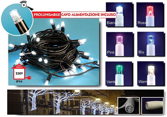 WIMEX - WIM4501230 STRINGA NERA 120LED BIANCHI
