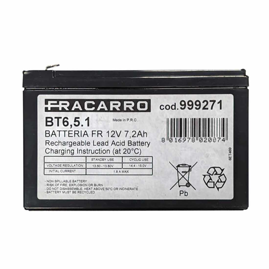 FRACARRO - FRA999271 BT6,5.1 BATT.FR 12V 7AH