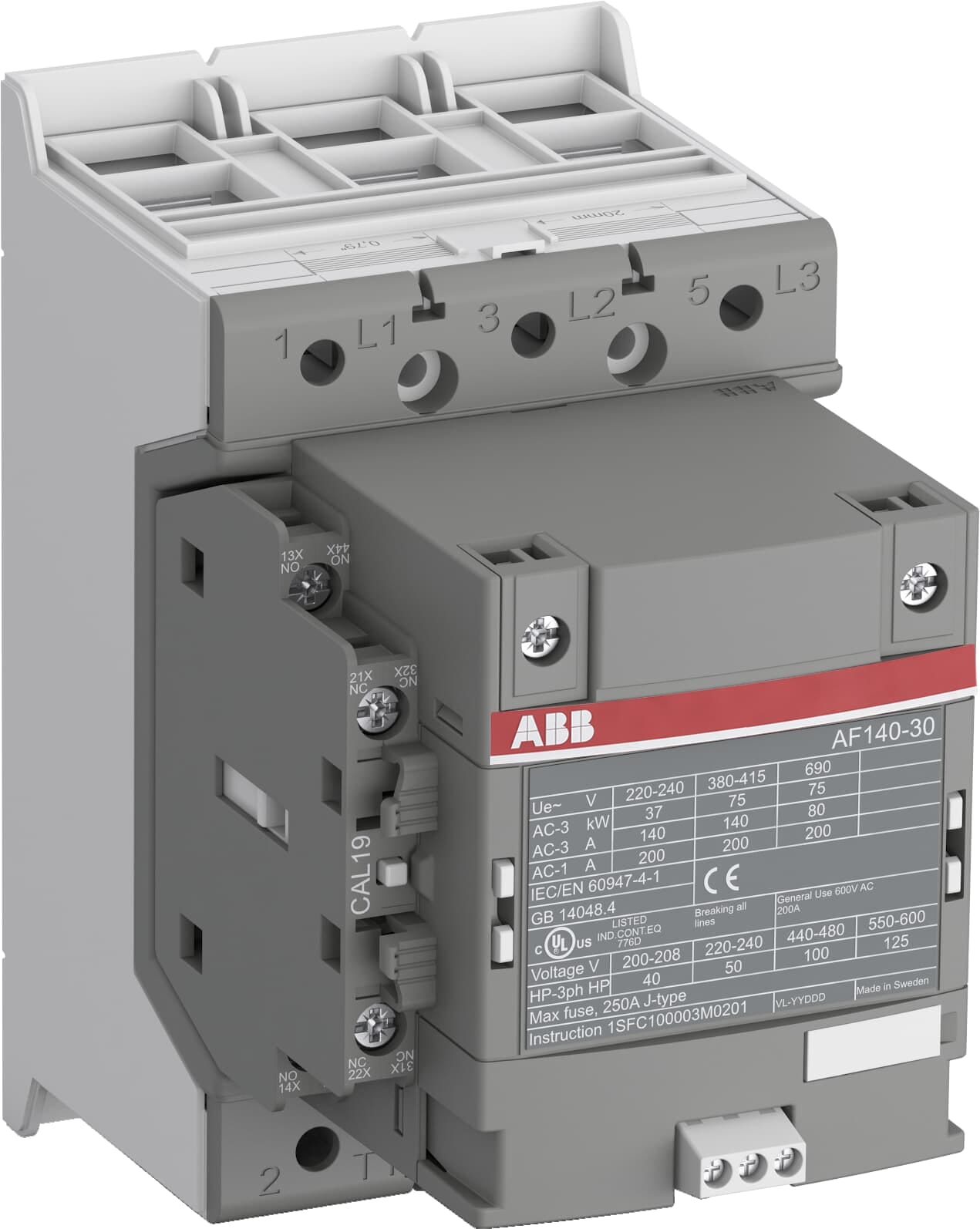 ABB SPA - ABBAF140301133 AF140-30-11-33 CONT 3P 100-250VAC/DC-PLC