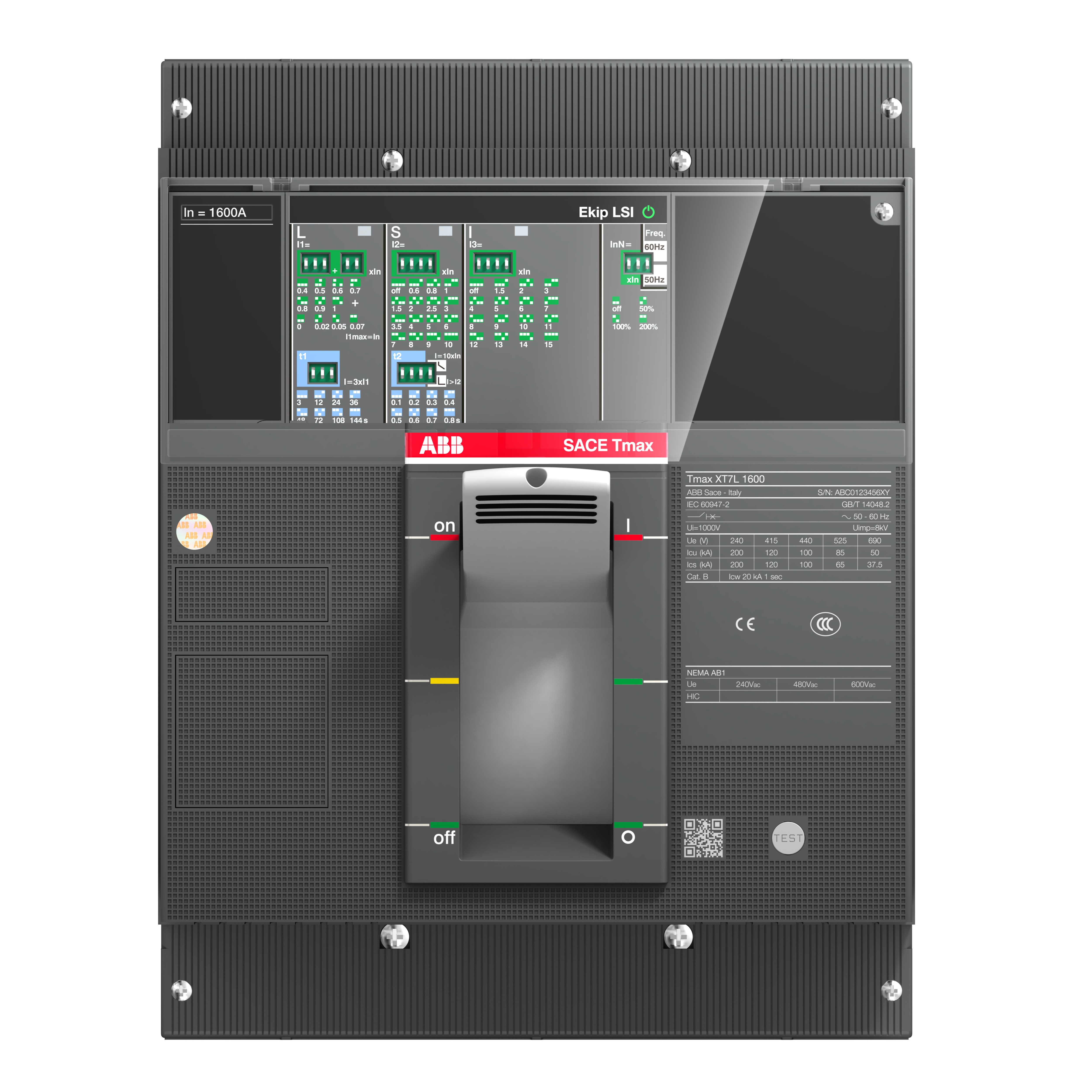 ABB SPA - ABB1SDA100837R1 XT7S 1600 Ekip Dip LSIG In=1600A 3p F F